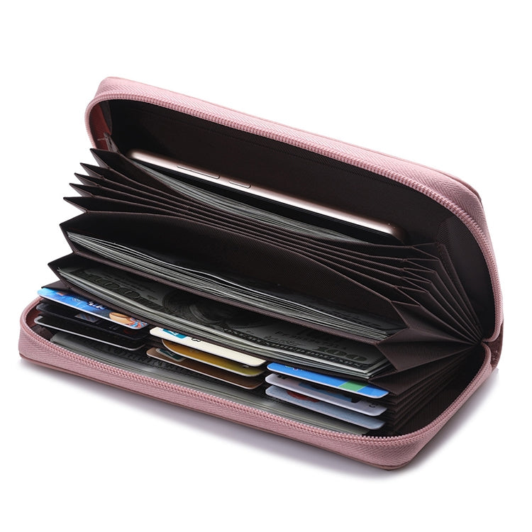 902 Antimagnetic RFID Litchi Texture Women Large Capacity Hand Wallet Purse Phone Bag with Card Slots(Light Pink)