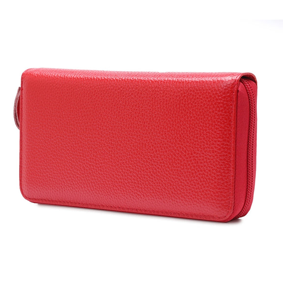 902 Antimagnetic RFID Litchi Texture Women Large Capacity Hand Wallet Purse Phone Bag with Card Slots(Watermelon Red)