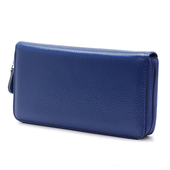 902 Antimagnetic RFID Litchi Texture Women Large Capacity Hand Wallet Purse Phone Bag with Card Slots(Blue)
