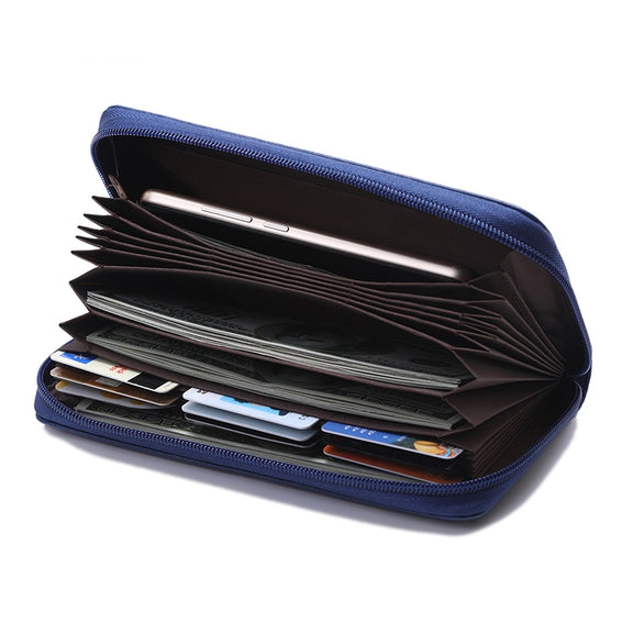 902 Antimagnetic RFID Litchi Texture Women Large Capacity Hand Wallet Purse Phone Bag with Card Slots(Blue)