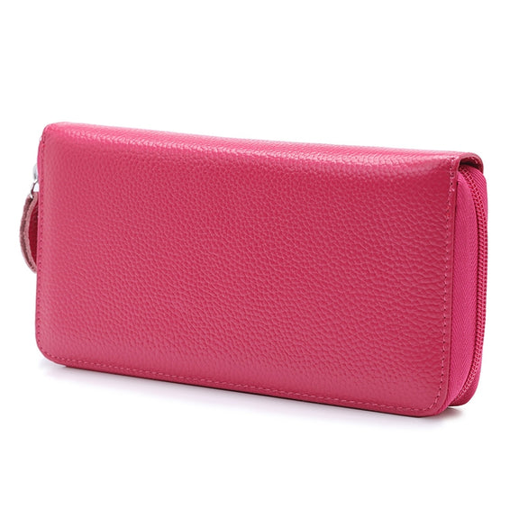 902 Antimagnetic RFID Litchi Texture Women Large Capacity Hand Wallet Purse Phone Bag with Card Slots(Rose Red)