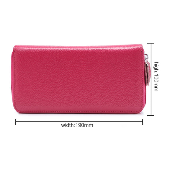 902 Antimagnetic RFID Litchi Texture Women Large Capacity Hand Wallet Purse Phone Bag with Card Slots(Rose Red)