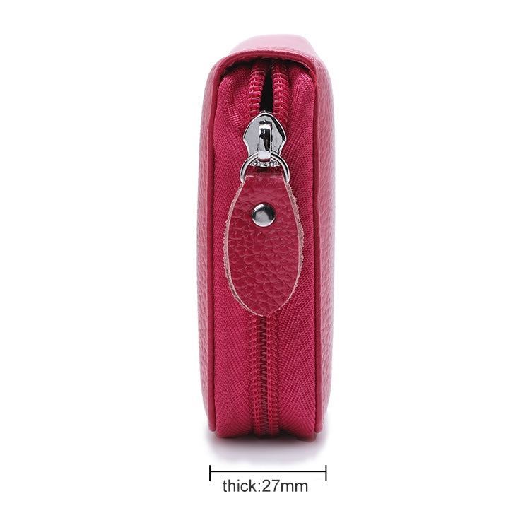 902 Antimagnetic RFID Litchi Texture Women Large Capacity Hand Wallet Purse Phone Bag with Card Slots(Rose Red)