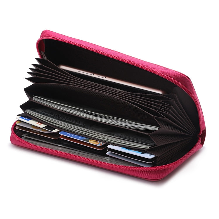902 Antimagnetic RFID Litchi Texture Women Large Capacity Hand Wallet Purse Phone Bag with Card Slots(Rose Red)