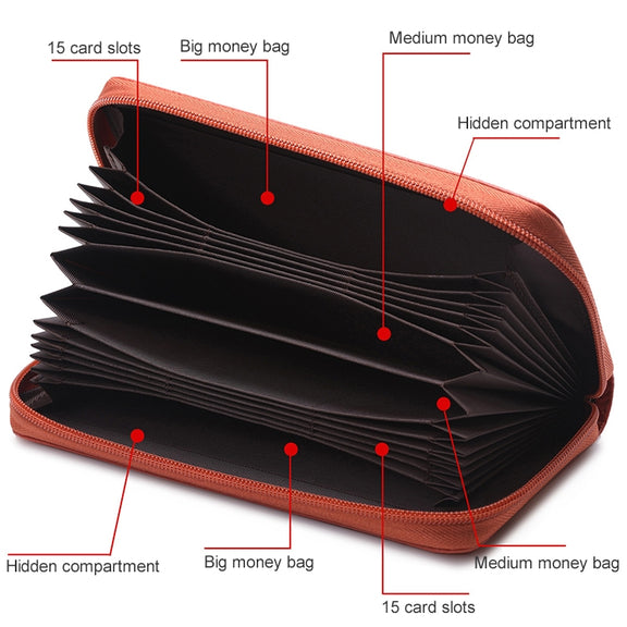 902 Antimagnetic RFID Litchi Texture Women Large Capacity Hand Wallet Purse Phone Bag with Card Slots(Brown)