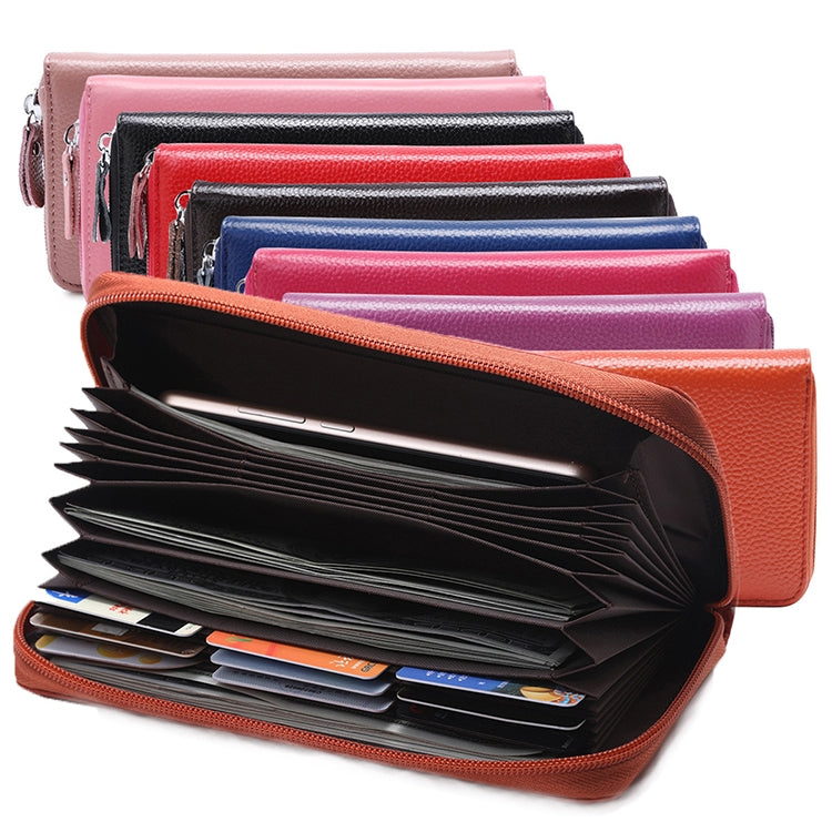 902 Antimagnetic RFID Litchi Texture Women Large Capacity Hand Wallet Purse Phone Bag with Card Slots(Brown)