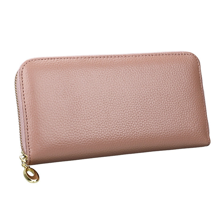 906 Antimagnetic RFID Litchi Texture Women Large Capacity Hand Wallet Purse Phone Bag with Card Slots(Light Pink)