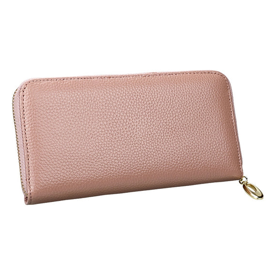 906 Antimagnetic RFID Litchi Texture Women Large Capacity Hand Wallet Purse Phone Bag with Card Slots(Light Pink)
