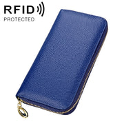 906 Antimagnetic RFID Litchi Texture Women Large Capacity Hand Wallet Purse Phone Bag with Card Slots(Blue)