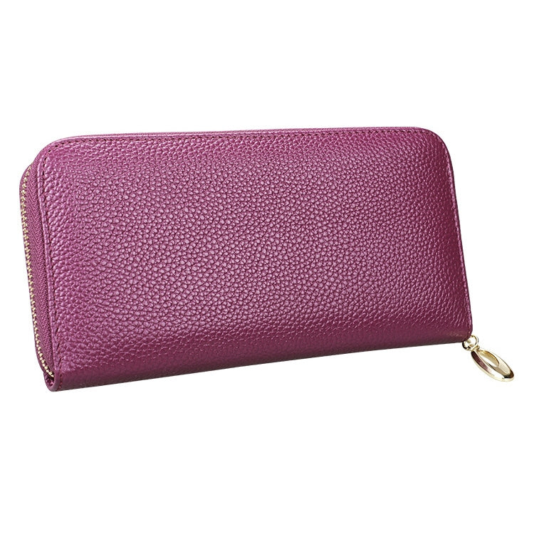 906 Antimagnetic RFID Litchi Texture Women Large Capacity Hand Wallet Purse Phone Bag with Card Slots(Purple)