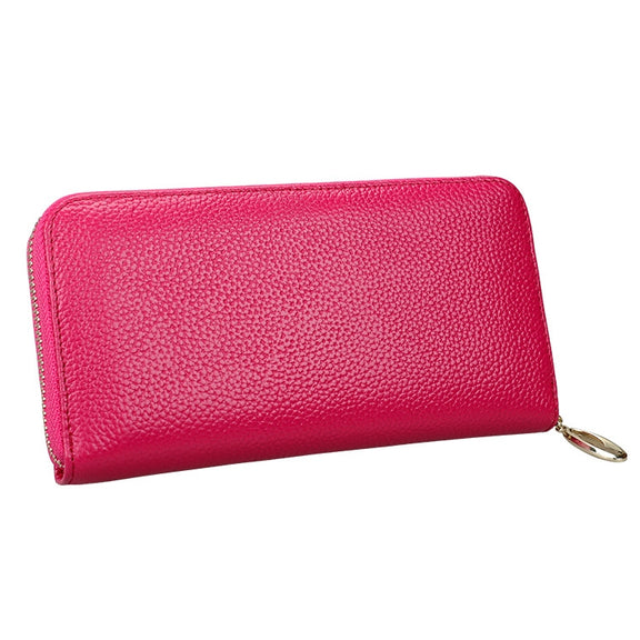 906 Antimagnetic RFID Litchi Texture Women Large Capacity Hand Wallet Purse Phone Bag with Card Slots(Rose Red)