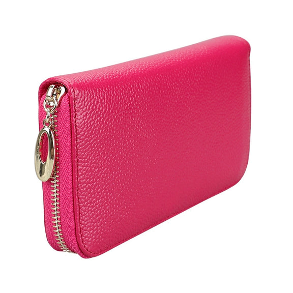 906 Antimagnetic RFID Litchi Texture Women Large Capacity Hand Wallet Purse Phone Bag with Card Slots(Rose Red)
