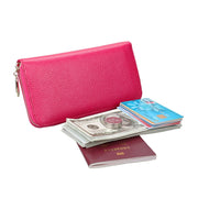 906 Antimagnetic RFID Litchi Texture Women Large Capacity Hand Wallet Purse Phone Bag with Card Slots(Rose Red)