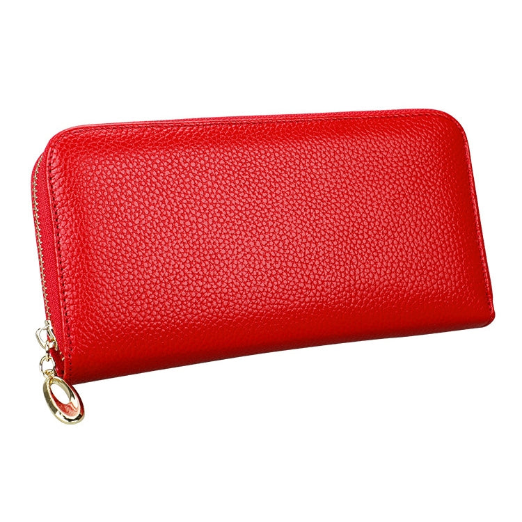 906 Antimagnetic RFID Litchi Texture Women Large Capacity Hand Wallet Purse Phone Bag with Card Slots(Red)