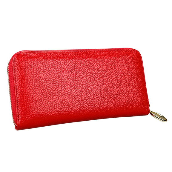 906 Antimagnetic RFID Litchi Texture Women Large Capacity Hand Wallet Purse Phone Bag with Card Slots(Red)