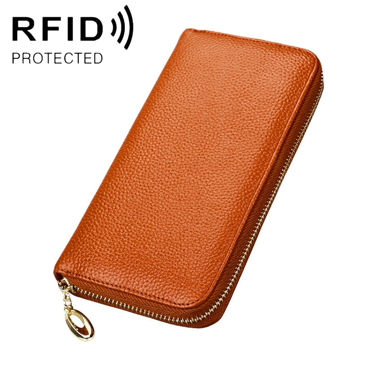 906 Antimagnetic RFID Litchi Texture Women Large Capacity Hand Wallet Purse Phone Bag with Card Slots(Brown) - Antimagnetic RFID Package by PMC TechLife | Online Shopping South Africa | PMC TechLife | Buy Now Pay Later Mobicred