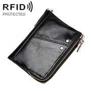 3533 Antimagnetic RFID Top-grain Leather Crazy Horse Texture Men Business Leisure Wallet (Black)