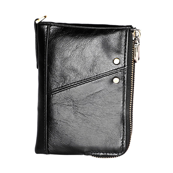 3533 Antimagnetic RFID Top-grain Leather Crazy Horse Texture Men Business Leisure Wallet (Black)