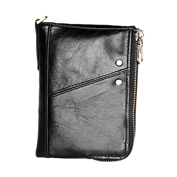 3533 Antimagnetic RFID Top-grain Leather Crazy Horse Texture Men Business Leisure Wallet (Black)