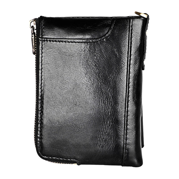 3533 Antimagnetic RFID Top-grain Leather Crazy Horse Texture Men Business Leisure Wallet (Black)