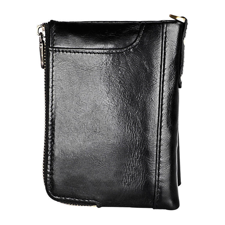 3533 Antimagnetic RFID Top-grain Leather Crazy Horse Texture Men Business Leisure Wallet (Black)