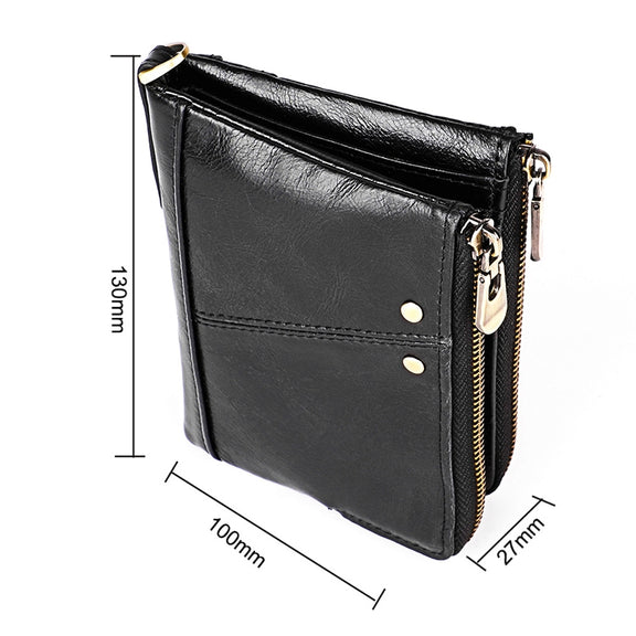 3533 Antimagnetic RFID Top-grain Leather Crazy Horse Texture Men Business Leisure Wallet (Black)