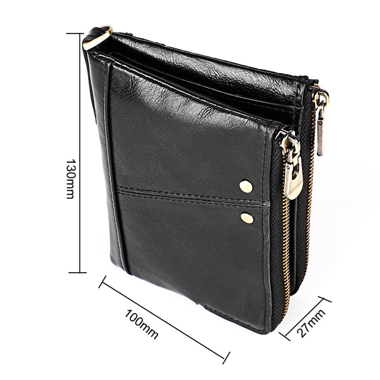3533 Antimagnetic RFID Top-grain Leather Crazy Horse Texture Men Business Leisure Wallet (Black)