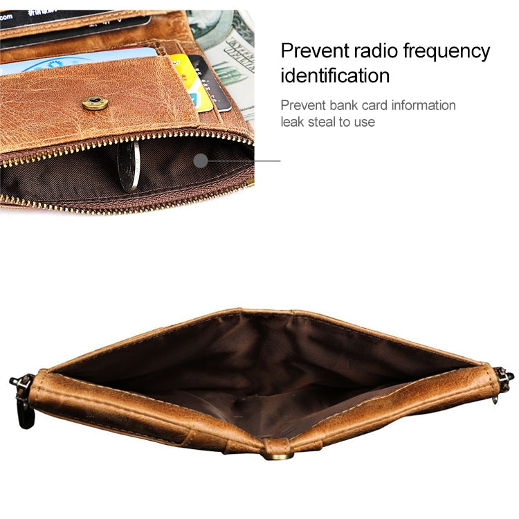 3533 Antimagnetic RFID Top-grain Leather Crazy Horse Texture Men Business Leisure Wallet (Coffee) - Antimagnetic RFID Package by PMC TechLife | Online Shopping South Africa | PMC TechLife | Buy Now Pay Later Mobicred