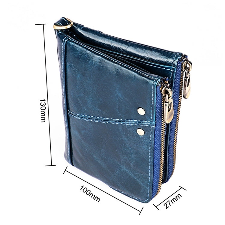 3533 Antimagnetic RFID Top-grain Leather Crazy Horse Texture Men Business Leisure Wallet (Blue) - free shipping - PMC TechLife - Order now!