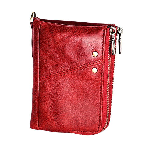 3533 Antimagnetic RFID Top-grain Leather Crazy Horse Texture Men Business Leisure Wallet (Red)