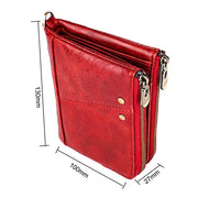 3533 Antimagnetic RFID Top-grain Leather Crazy Horse Texture Men Business Leisure Wallet (Red)