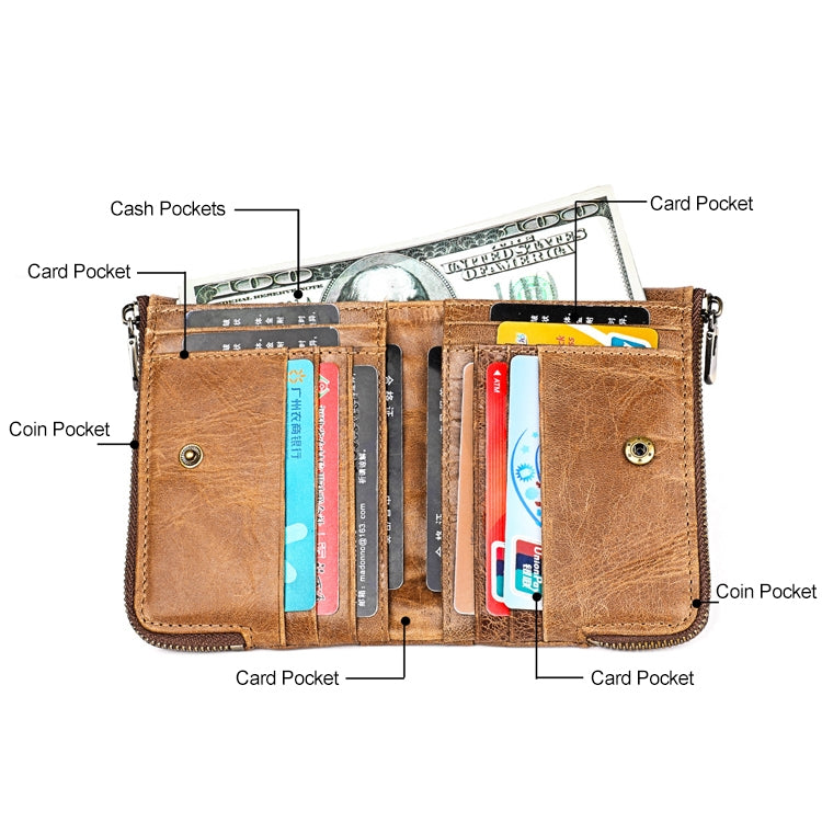 3533 Antimagnetic RFID Top-grain Leather Crazy Horse Texture Men Business Leisure Wallet (Red)