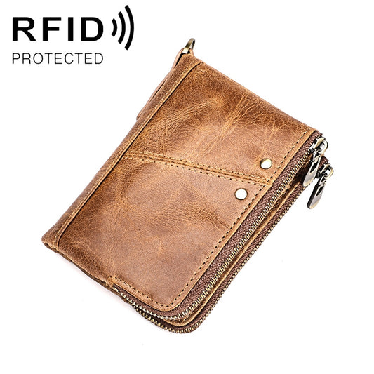 3533 Antimagnetic RFID Top-grain Leather Crazy Horse Texture Men Business Leisure Wallet (Yellowish-brown) - Antimagnetic RFID Package by PMC Jewellery | Online Shopping South Africa | PMC Jewellery | Buy Now Pay Later Mobicred