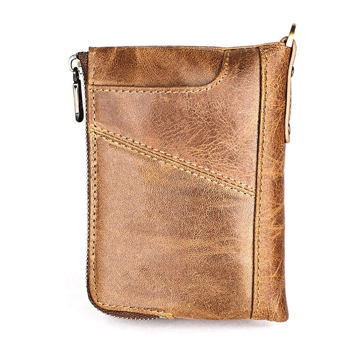 3533 Antimagnetic RFID Top-grain Leather Crazy Horse Texture Men Business Leisure Wallet (Yellowish-brown)