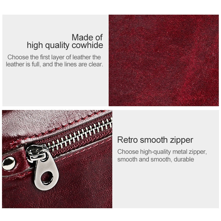 3559 Antimagnetic RFID Multi-function Zipper Retro Top-grain Leather Lady Purse Wallet (Blue)