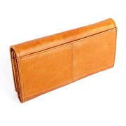 3559 Antimagnetic RFID Multi-function Zipper Retro Top-grain Leather Lady Purse Wallet (Yellowish-brown)