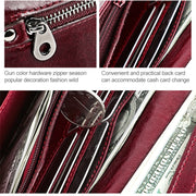 3559 Antimagnetic RFID Multi-function Zipper Retro Top-grain Leather Lady Purse Wallet (Yellowish-brown)