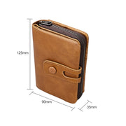 3577 Antimagnetic RFID Men and Women Crazy Horse Texture Leather Zipper Wallet (Blue)
