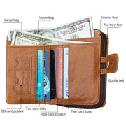 3577 Antimagnetic RFID Men and Women Crazy Horse Texture Leather Zipper Wallet (Blue)