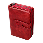 3577 Antimagnetic RFID Men and Women Crazy Horse Texture Leather Zipper Wallet (Red)