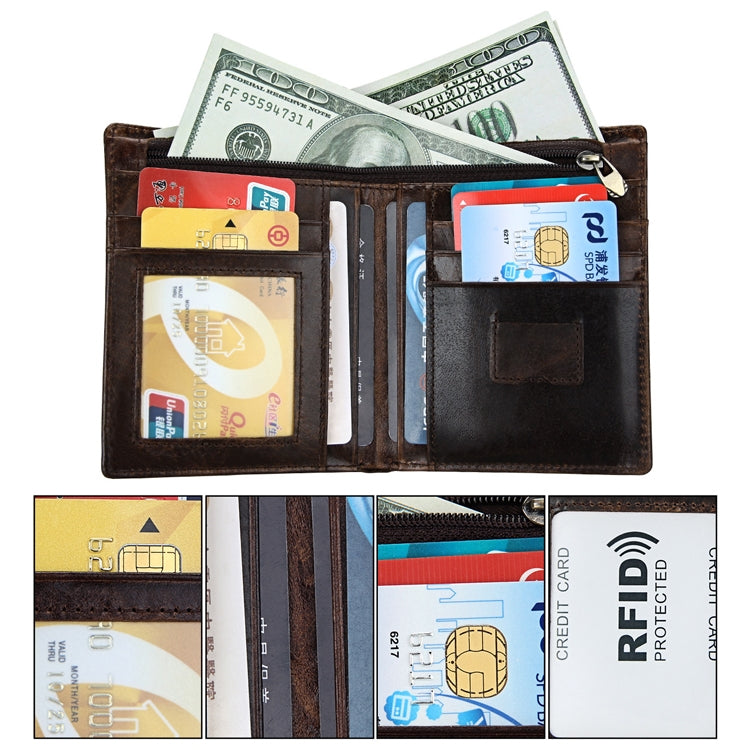 8232 Antimagnetic RFID Men Oil Wax Leather Wallet with Detachable Card Holder - Antimagnetic RFID Package by PMC TechLife | Online Shopping South Africa | PMC TechLife | Buy Now Pay Later Mobicred