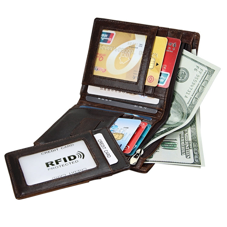 8232 Antimagnetic RFID Men Oil Wax Leather Wallet with Detachable Card Holder - Antimagnetic RFID Package by PMC TechLife | Online Shopping South Africa | PMC TechLife | Buy Now Pay Later Mobicred