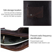 8232 Antimagnetic RFID Men Oil Wax Leather Wallet with Detachable Card Holder