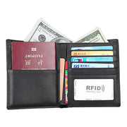 8235 Antimagnetic RFID Multi-function Crazy Horse Texture Leather Wallet Passport Bag(Black)