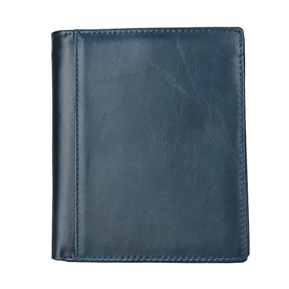 8235 Antimagnetic RFID Multi-function Crazy Horse Texture Leather Wallet Passport Bag(Blue)