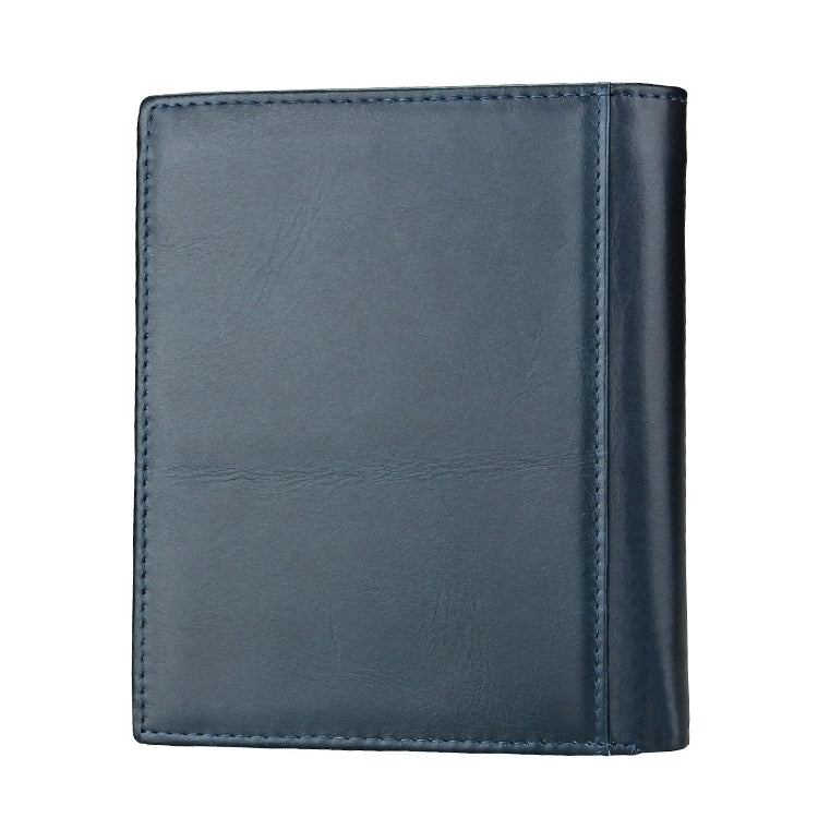 8235 Antimagnetic RFID Multi-function Crazy Horse Texture Leather Wallet Passport Bag(Blue)