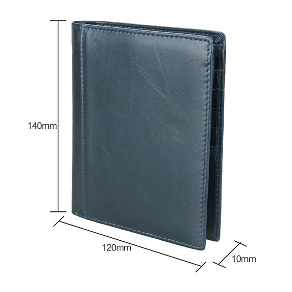 8235 Antimagnetic RFID Multi-function Crazy Horse Texture Leather Wallet Passport Bag(Blue)