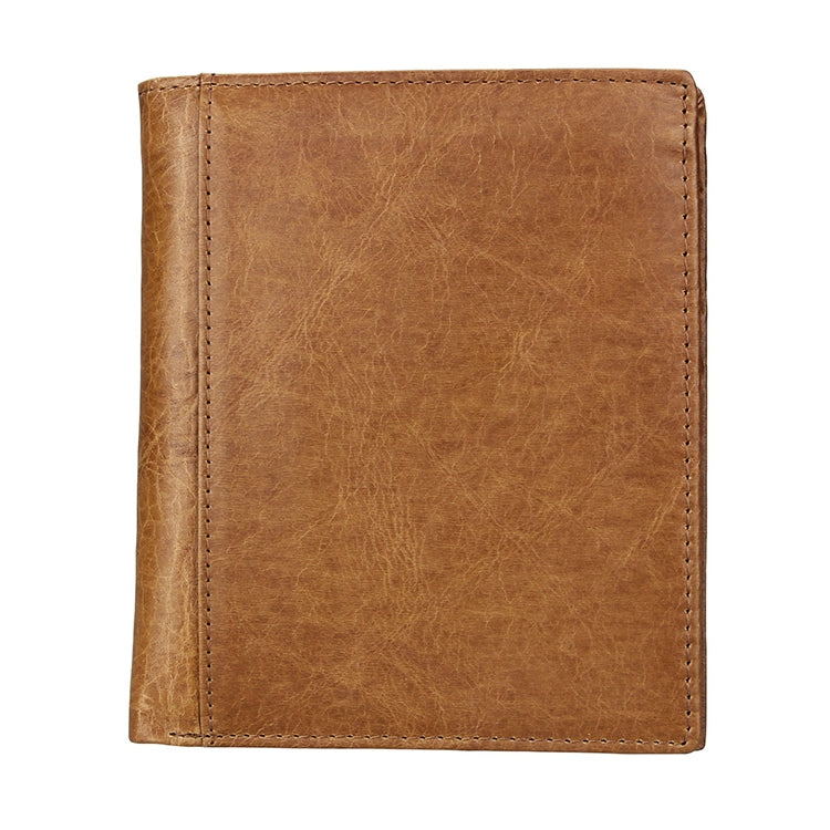 8235 Antimagnetic RFID Multi-function Crazy Horse Texture Leather Wallet Passport Bag(Yellowish-brown)