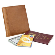 8235 Antimagnetic RFID Multi-function Crazy Horse Texture Leather Wallet Passport Bag(Yellowish-brown)