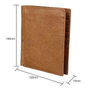 8235 Antimagnetic RFID Multi-function Crazy Horse Texture Leather Wallet Passport Bag(Yellowish-brown)